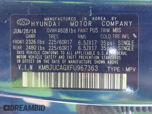 ✅ 2015 Hyundai Tucson Limited • VIN: KM8JUCAGXFU967363 • Lot: 43193382. Wystawiony na IAAI z przebiegiem 123 507 mil. Bezpłatny archiwum sprzedaży aukcyjnych z USA i szczegółowy raport historii pojazdu na DreamBid. Zdjęcie 9.