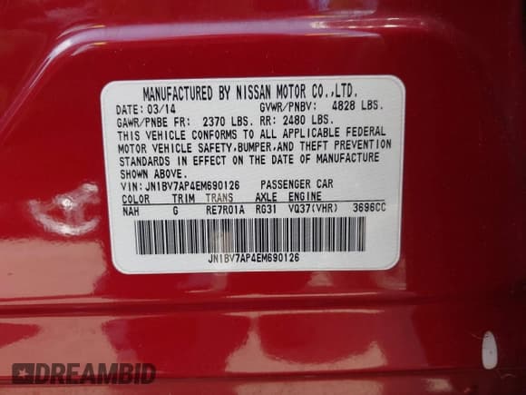 ✅ 2014 Infiniti Q50 Premium • VIN: JN1BV7AP4EM690126 • Lot: 42750193. Listed on IAAI with 105,984 mi. Free auction sales archive from the USA and detailed vehicle history report at DreamBid. Image 9.