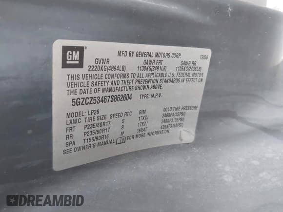 ✅ 2007 Saturn VUE V6 • VIN: 5GZCZ53467S862604 • Lot: 42131370. Wystawiony na IAAI z przebiegiem 172 288 mil. Bezpłatny archiwum sprzedaży aukcyjnych z USA i szczegółowy raport historii pojazdu na DreamBid. Zdjęcie 9.