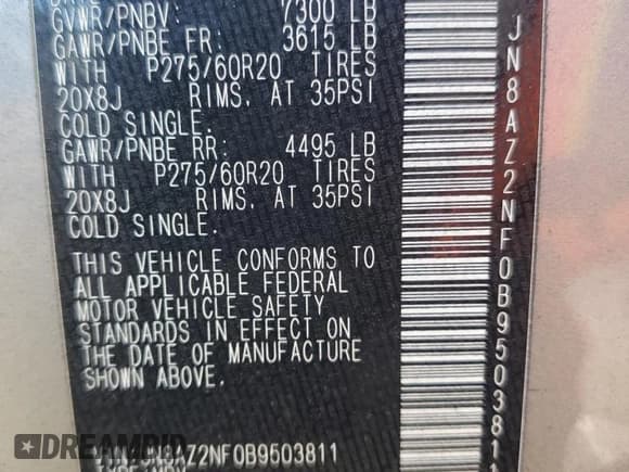 ✅ 2011 Infiniti QX56 7-passenger • VIN: JN8AZ2NF0B9503811 • Лот: 82511105. Опубликован ранее на Copart с пробегом 209 699 миль. Бесплатный доступ к архиву аукционных продаж из США и подробный отчёт об истории автомобиля на DreamBid. Изображение 13.