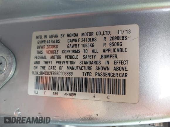 ✅ 2014 Acura TSX Special Edition • VIN: JH4CU2F86EC003869 • Lot: 43382275. Listed on IAAI with 163,000 mi. Free auction sales archive from the USA and detailed vehicle history report at DreamBid. Image 9.