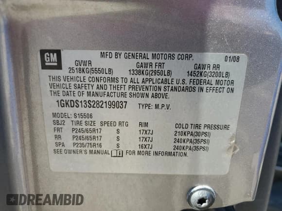 ✅ 2008 GMC Envoy SLE1 • VIN: 1GKDS13S282199037 • Lot: 84973845. Wystawiony na Copart z przebiegiem 177 731 mil. Bezpłatny archiwum sprzedaży aukcyjnych z USA i szczegółowy raport historii pojazdu na DreamBid. Zdjęcie 13.