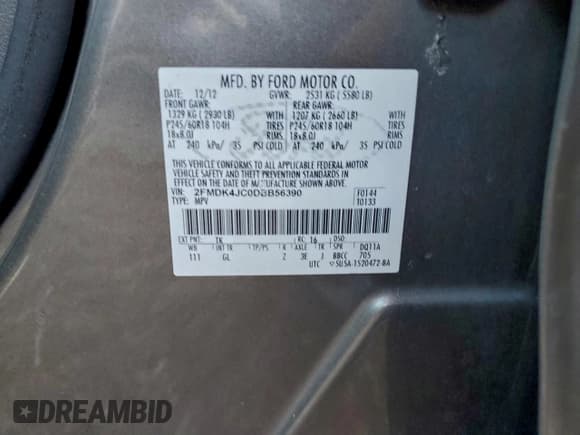 ✅ 2013 Ford Edge SEL • VIN: 2FMDK4JC0DBB56390 • Лот: 96614565. Опубликован ранее на Copart с пробегом 264 726 миль. Бесплатный доступ к архиву аукционных продаж из США и подробный отчёт об истории автомобиля на DreamBid. Изображение 12.