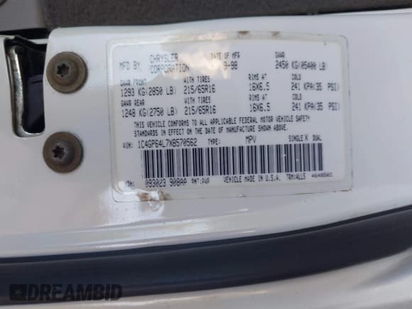 ✅ 1999 Chrysler Town & Country LXi • VIN: 1C4GP64L7XB570562 • Lot: 43819105. Wystawiony na IAAI z przebiegiem Nie podano. Bezpłatny archiwum sprzedaży aukcyjnych z USA i szczegółowy raport historii pojazdu na DreamBid. Zdjęcie 9.