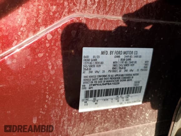 ✅ 2023 Ford Edge SEL • VIN: 2FMPK4J94PBA15229 • Lot: 91696815. Listed on Copart with 40,171 mi. Free auction sales archive from the USA and detailed vehicle history report at DreamBid. Image 12.