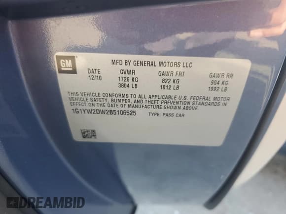 ✅ 2011 Chevrolet Corvette Z16 Grand Sport 3LT • VIN: 1G1YW2DW2B5106525 • Lot: 63460725. Listed on Copart with 75,931 mi. Free auction sales archive from the USA and detailed vehicle history report at DreamBid. Image 12.