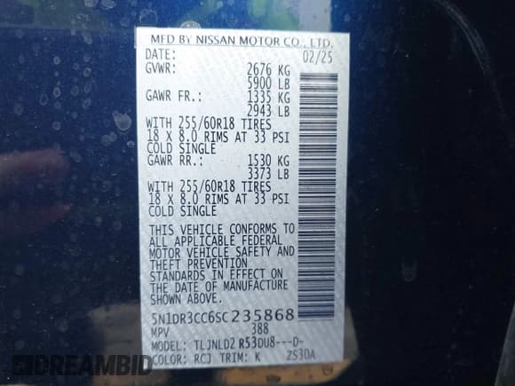 ✅ 2025 Nissan Pathfinder SL • VIN: 5N1DR3CC6SC235868 • Lot: 43664107. Wystawiony na IAAI z przebiegiem 2 749 mil. Bezpłatny archiwum sprzedaży aukcyjnych z USA i szczegółowy raport historii pojazdu na DreamBid. Zdjęcie 9.