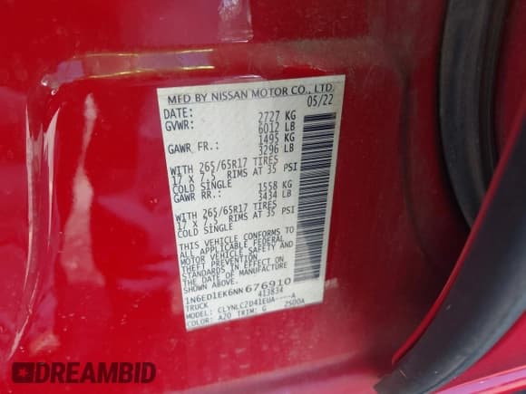 ✅ 2022 Nissan Frontier SV • VIN: 1N6ED1EK6NN676910 • Lot: 43445224. Wystawiony na IAAI z przebiegiem 73 468 mil. Bezpłatny archiwum sprzedaży aukcyjnych z USA i szczegółowy raport historii pojazdu na DreamBid. Zdjęcie 9.