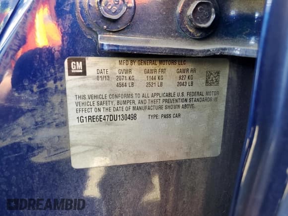 ✅ 2013 Chevrolet Volt • VIN: 1G1RE6E47DU130498 • Lot: 73571174. Wystawiony na Copart z przebiegiem 99 941 mil. Bezpłatny archiwum sprzedaży aukcyjnych z USA i szczegółowy raport historii pojazdu na DreamBid. Zdjęcie 13.