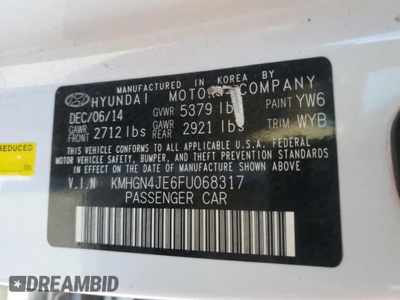 ✅ 2015 Hyundai Genesis 3.8L • VIN: KMHGN4JE6FU068317 • Lot: 79469664. Wystawiony na Copart z przebiegiem 122 640 mil. Bezpłatny archiwum sprzedaży aukcyjnych z USA i szczegółowy raport historii pojazdu na DreamBid. Zdjęcie 14.