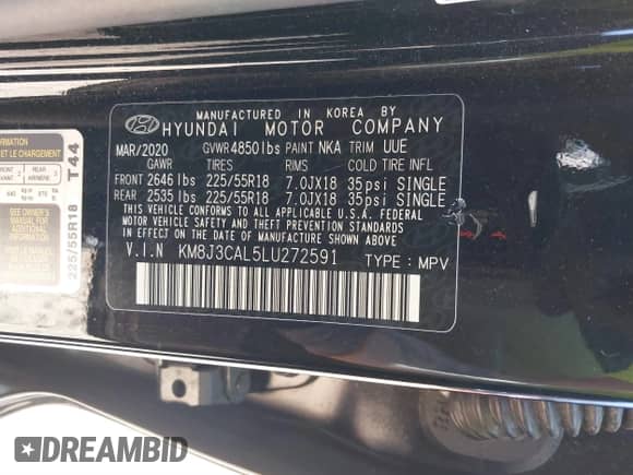 2020 Hyundai Tucson SEL с VIN KM8J3CAL5LU272591, выставлен на аукционе IAAI как лот 41741035 с пробегом 50 703 миль миль и . История ставок и продаж доступна на DreamBid. Изображение 9.