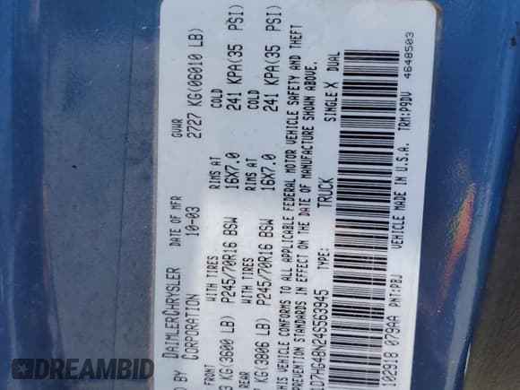 ✅ 2004 Dodge Dakota SLT • VIN: 1D7HG48N24S563945 • Lot: 55990595. Listed on Copart with 169,684 mi. Free auction sales archive from the USA and detailed vehicle history report at DreamBid. Image 12.