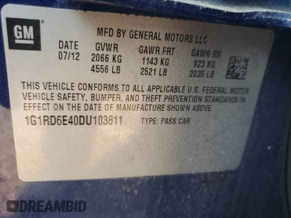 ✅ 2013 Chevrolet Volt • VIN: 1G1RD6E40DU103811 • Lot: 70837594. Wystawiony na Copart z przebiegiem 79 515 mil. Bezpłatny archiwum sprzedaży aukcyjnych z USA i szczegółowy raport historii pojazdu na DreamBid. Zdjęcie 12.