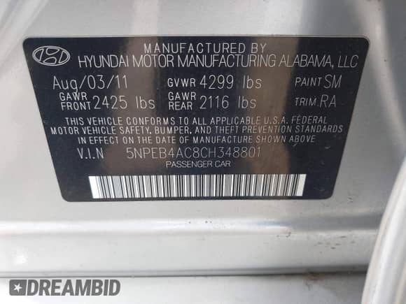 2012 Hyundai Sonata GLS с VIN 5NPEB4AC8CH348801, выставлен на аукционе IAAI как лот 43328407 с пробегом 47 367 миль миль и . История ставок и продаж доступна на DreamBid. Изображение 9.