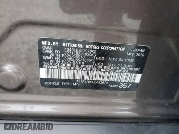 2016 Mitsubishi Outlander SEL с VIN JA4AR4AW8GZ052674, выставлен на аукционе Copart как лот 90230155 с пробегом 138 917 миль миль и Чистый • Clean title. История ставок и продаж доступна на DreamBid. Изображение 12.