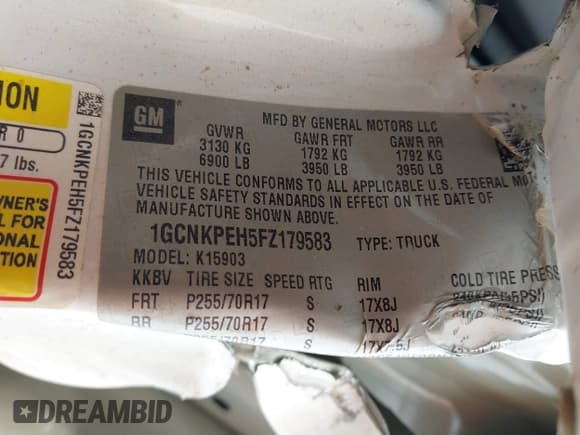 ✅ 2015 Chevrolet Silverado 1500 LS • VIN: 1GCNKPEH5FZ179583 • Лот: 42287732. Опубликован ранее на IAAI с пробегом 52 891 миль. Бесплатный доступ к архиву аукционных продаж из США и подробный отчёт об истории автомобиля на DreamBid. Изображение 9.