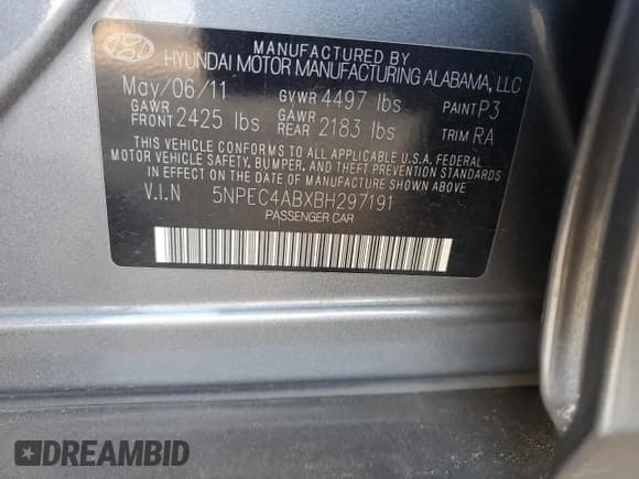 ✅ 2011 Hyundai Sonata SE • VIN: 5NPEC4ABXBH297191 • Лот: 72026094. Опубликован ранее на Copart с пробегом 182 829 миль. Бесплатный доступ к архиву аукционных продаж из США и подробный отчёт об истории автомобиля на DreamBid. Изображение 12.