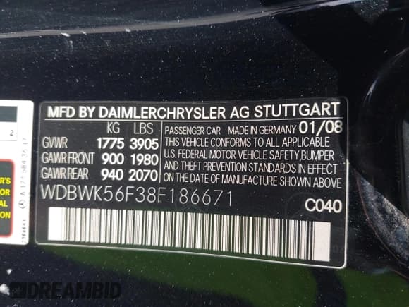 ✅ 2008 Mercedes-Benz SLK 350 • VIN: WDBWK56F38F186671 • Лот: 42748636. Опубликован ранее на IAAI с пробегом 117 824 миль. Бесплатный доступ к архиву аукционных продаж из США и подробный отчёт об истории автомобиля на DreamBid. Изображение 9.