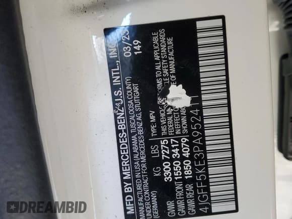 ✅ 2023 Mercedes-Benz GLS 450 • VIN: 4JGFF5KE3PA952411 • Лот: 88307185. Опубликован ранее на Copart с пробегом 57 750 миль. Бесплатный доступ к архиву аукционных продаж из США и подробный отчёт об истории автомобиля на DreamBid. Изображение 13.