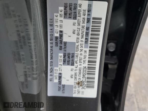 ✅ 2021 Mazda 3 Preferred • VIN: 3MZBPBCL6MM200094 • Lot: 81243655. Listed on Copart with 72,167 mi. Free auction sales archive from the USA and detailed vehicle history report at DreamBid. Image 13.