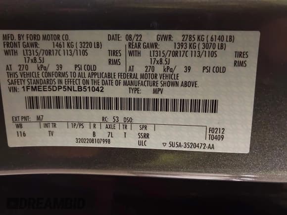 ✅ 2022 Ford Bronco • VIN: 1FMEE5DP5NLB51042 • Lot: 43123370. Listed on IAAI with 38,280 mi. Free auction sales archive from the USA and detailed vehicle history report at DreamBid. Image 9.