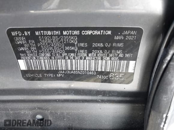 ✅ 2022 Mitsubishi Outlander SE • VIN: JA4J3UA85NZ010463 • Лот: 43384202. Опубликован ранее на IAAI с пробегом 44 152 миль. Бесплатный доступ к архиву аукционных продаж из США и подробный отчёт об истории автомобиля на DreamBid. Изображение 9.