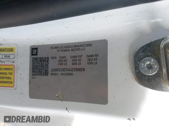 ✅ 2018 Chevrolet Silverado 2500HD Work Truck • VIN: 1GB0CUEG4JZ338829 • Lot: 41689836. Listed on IAAI with 229,860 mi. Free auction sales archive from the USA and detailed vehicle history report at DreamBid. Image 9.