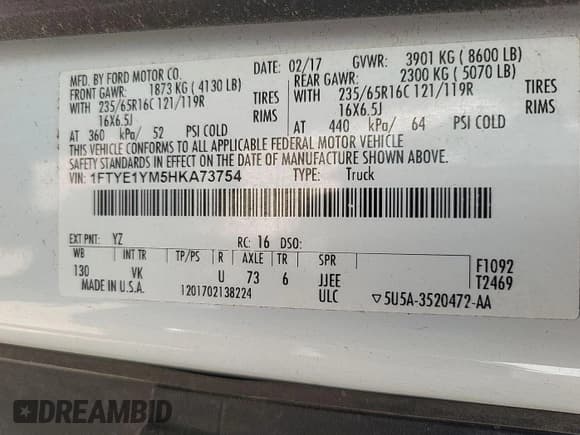 ✅ 2017 Ford Transit • VIN: 1FTYE1YM5HKA73754 • Lot: 43940589. Listed on IAAI with 165,682 mi. Free auction sales archive from the USA and detailed vehicle history report at DreamBid. Image 4.