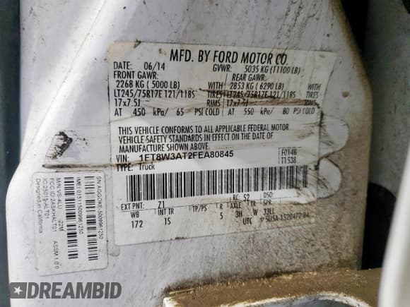 ✅ 2015 Ford F-350 XL • VIN: 1FT8W3AT2FEA80845 • Lot: 90845345. Listed on Copart with 144,382 mi. Free auction sales archive from the USA and detailed vehicle history report at DreamBid. Image 12.