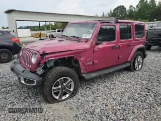 2021 Jeep Wrangler Unlimited Sahara with VIN 1C4HJXEG6MW861359, listed as a Copart auction lot 81632715 with 56,417 mi miles and Salvage title. Bid and sale history available at DreamBid. Image 1.