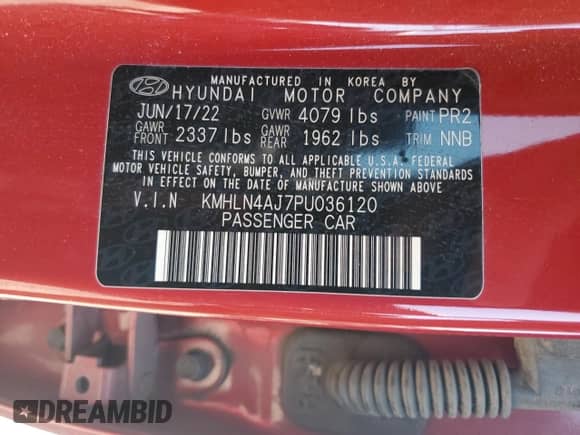 2023 Hyundai Elantra Limited z VIN KMHLN4AJ7PU036120, wystawiony jako Copart lot #84037285 z przebiegiem 55 417 mil mil oraz Szkoda całkowita • Salvage title. Historia ofert i sprzedaży dostępna na DreamBid. Obrazek 12.