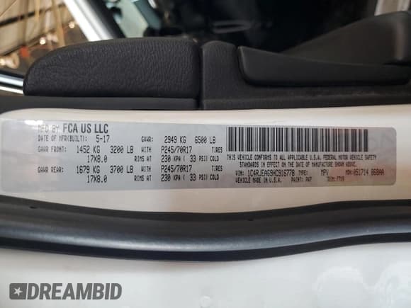 ✅ 2017 Jeep Grand Cherokee Laredo • VIN: 1C4RJEAG9HC916778 • Lot: 83976585. Listed on Copart with 51,194 mi. Free auction sales archive from the USA and detailed vehicle history report at DreamBid. Image 12.