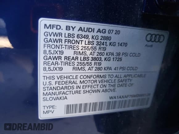 ✅ 2021 Audi Q7 Premium • VIN: WA1AXAF75MD000126 • Lot: 80551705. Listed on Copart with 70,053 mi. Free auction sales archive from the USA and detailed vehicle history report at DreamBid. Image 14.