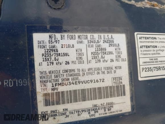✅ 1997 Ford Explorer XL • VIN: 1FMDU34E9VUC91672 • Lot: 42273914. Wystawiony na IAAI z przebiegiem 153 944 mil. Bezpłatny archiwum sprzedaży aukcyjnych z USA i szczegółowy raport historii pojazdu na DreamBid. Zdjęcie 9.