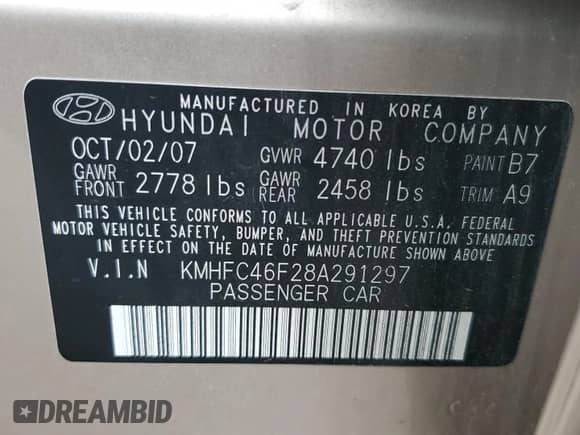 2008 Hyundai Azera Limited с VIN KMHFC46F28A291297, выставлен на аукционе Copart как лот 56549315 с пробегом 161 035 миль миль и Чистый • Clean title. История ставок и продаж доступна на DreamBid. Изображение 12.