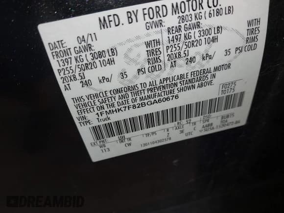 ✅ 2011 Ford Explorer Limited • VIN: 1FMHK7F82BGA60676 • Lot: 42123031. Listed on IAAI with Not provided. Free auction sales archive from the USA and detailed vehicle history report at DreamBid. Image 9.