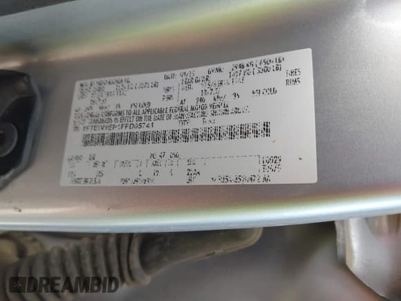 ✅ 2015 Ford F-150 XL • VIN: 1FTEW1EP1FFD05741 • Lot: 43077286. Listed on IAAI with 108,756 mi. Free auction sales archive from the USA and detailed vehicle history report at DreamBid. Image 9.