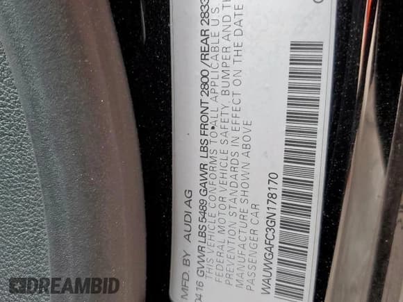 ✅ 2016 Audi A7 Premium Plus • VIN: WAUWGAFC3GN178170 • Lot: 82129605. Listed on Copart with 130,282 mi. Free auction sales archive from the USA and detailed vehicle history report at DreamBid. Image 12.