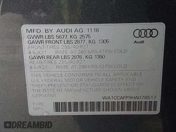 ✅ 2017 Audi SQ5 Premium Plus • VIN: WA1CCAFP9HA078517 • Lot: 42973468. Listed on IAAI with 126,273 mi. Free auction sales archive from the USA and detailed vehicle history report at DreamBid. Image 9.