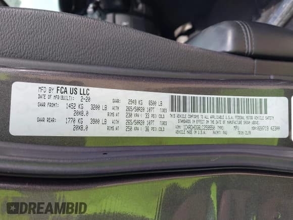 ✅ 2020 Dodge Durango GT Plus • VIN: 1C4RDHDG6LC259550 • Lot: 42461284. Listed on IAAI with 110,176 mi. Free auction sales archive from the USA and detailed vehicle history report at DreamBid. Image 9.