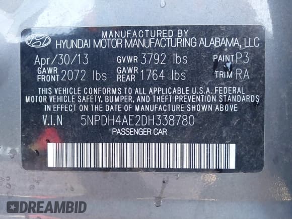 ✅ 2013 Hyundai Elantra GLS • VIN: 5NPDH4AE2DH338780 • Lot: 43492838. Listed on IAAI with 86,304 mi. Free auction sales archive from the USA and detailed vehicle history report at DreamBid. Image 9.