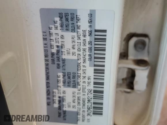 ✅ 2021 Mazda CX-30 Preferred • VIN: 3MVDMBCL0MM217248 • Lot: 82269665. Listed on Copart with 43,524 mi. Free auction sales archive from the USA and detailed vehicle history report at DreamBid. Image 12.