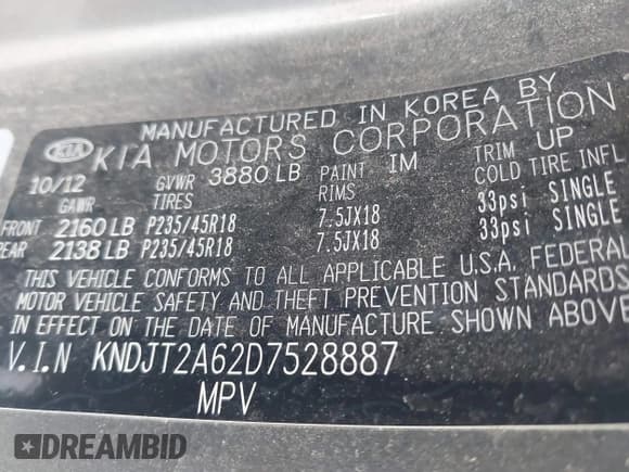 ✅ 2013 Kia Soul + • VIN: KNDJT2A62D7528887 • Lot: 43025133. Listed on IAAI with 60,888 mi. Free auction sales archive from the USA and detailed vehicle history report at DreamBid. Image 9.