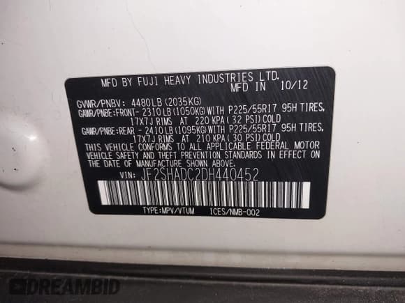 ✅ 2013 Subaru Forester X Premium • VIN: JF2SHADC2DH440452 • Lot: 43740829. Listed on IAAI with 89,774 mi. Free auction sales archive from the USA and detailed vehicle history report at DreamBid. Image 9.