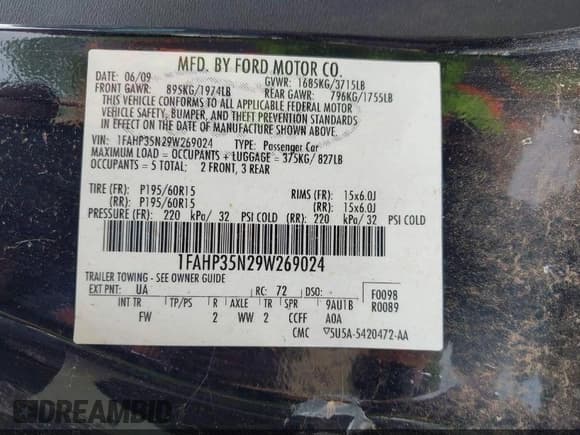 ✅ 2009 Ford Focus SE • VIN: 1FAHP35N29W269024 • Лот: 42196337. Опубликован ранее на IAAI с пробегом Не указан. Бесплатный доступ к архиву аукционных продаж из США и подробный отчёт об истории автомобиля на DreamBid. Изображение 9.