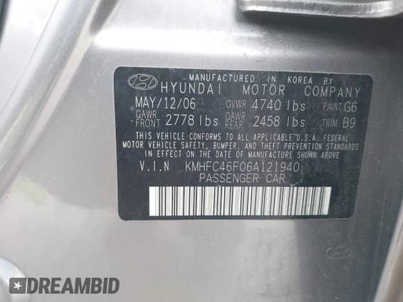 2006 Hyundai Azera SE с VIN KMHFC46F06A121940, выставлен на аукционе IAAI как лот 41707660 с пробегом 209 461 миль миль и . История ставок и продаж доступна на DreamBid. Изображение 9.