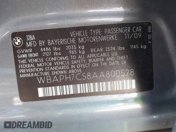 ✅ 2010 BMW 3 Series 328i • VIN: WBAPH7C58AA800528 • Lot: 41879012. Listed on IAAI with Not provided. Free auction sales archive from the USA and detailed vehicle history report at DreamBid. Image 9.