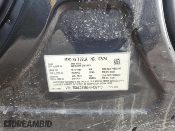 ✅ 2024 Tesla Model X Plaid • VIN: 7SAXCBE65RF439713 • Lot: 93110265. Wystawiony na Copart z przebiegiem 16 061 mil. Bezpłatny archiwum sprzedaży aukcyjnych z USA i szczegółowy raport historii pojazdu na DreamBid. Zdjęcie 13.