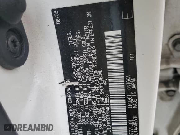 ✅ 2009 Lexus LX 570 • VIN: JTJHY00W494018858 • Lot: 68339105. Wystawiony na Copart z przebiegiem 188 914 mil. Bezpłatny archiwum sprzedaży aukcyjnych z USA i szczegółowy raport historii pojazdu na DreamBid. Zdjęcie 13.