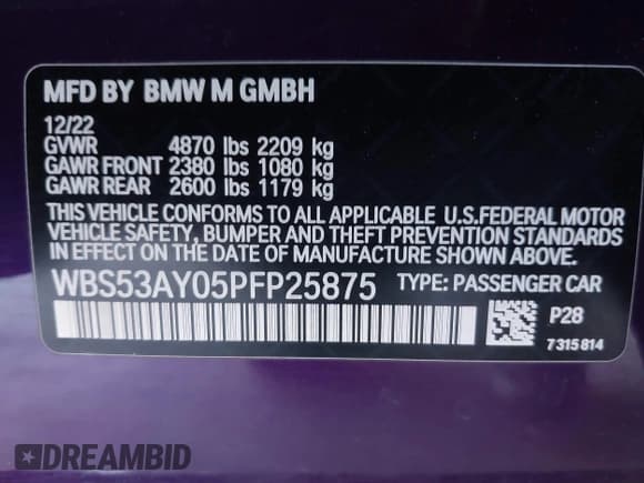 ✅ 2023 BMW M3 • VIN: WBS53AY05PFP25875 • Lot: 41401010. Listed on IAAI with 31,011 mi. Free auction sales archive from the USA and detailed vehicle history report at DreamBid. Image 9.